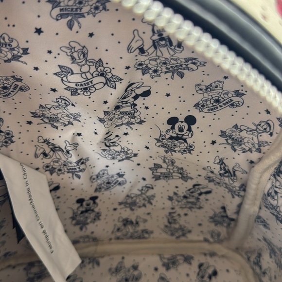 Loungefly Disney Mickey Mouse & Friends Tattoo Mini Black Cream Backpack NWT - Picture 10 of 11